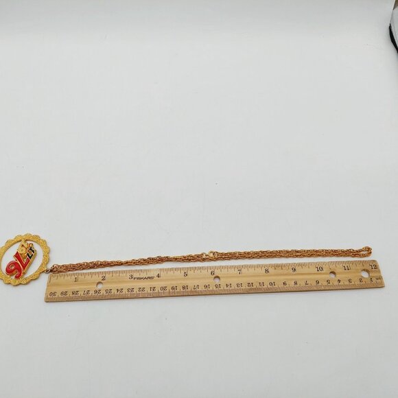 Rafaelian Necklace 1776-1976 Rpund Pendant Goldtone 2" 24" Chain - Picture 8 of 9